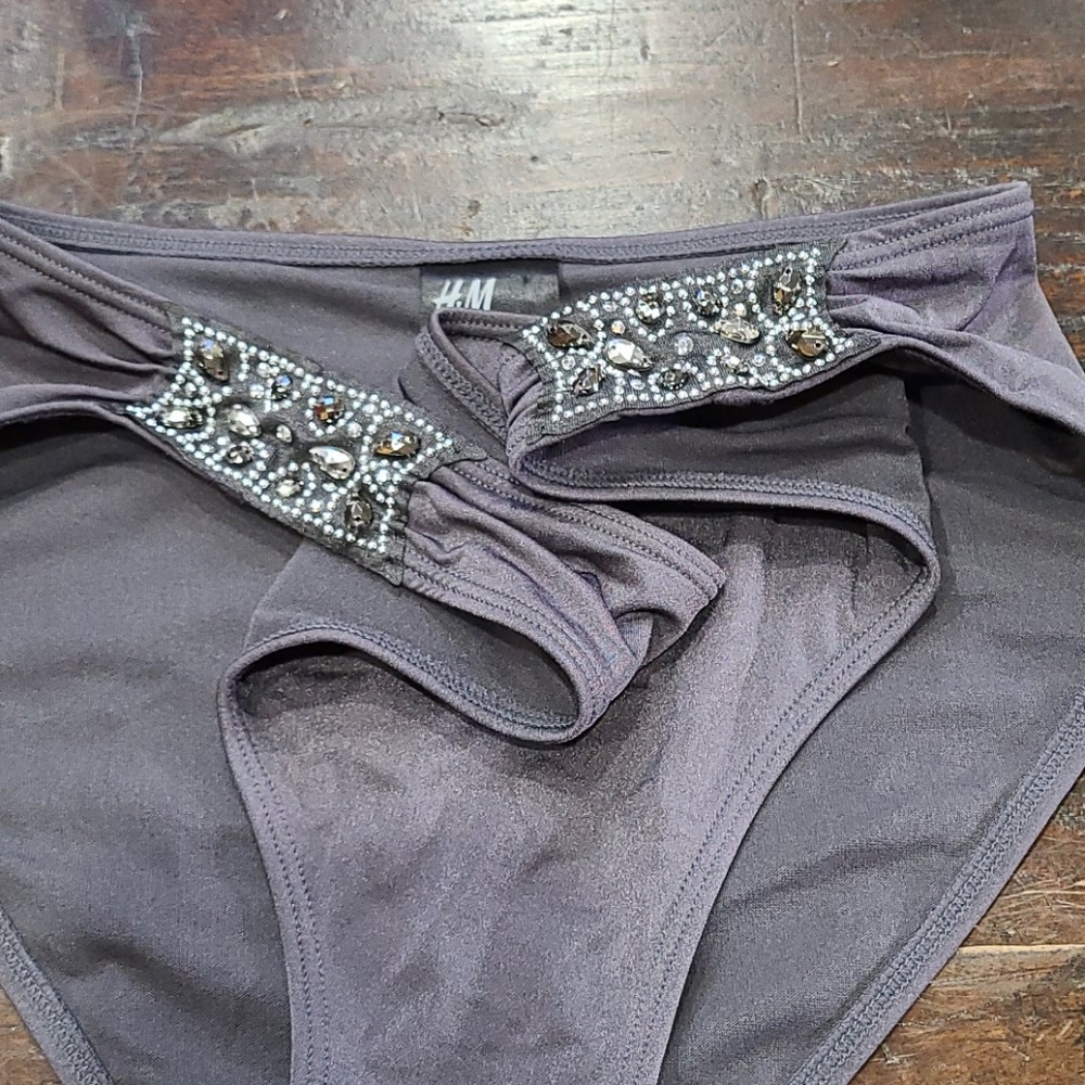 GUC H&M Gray Sequined Bikini Bottom 12